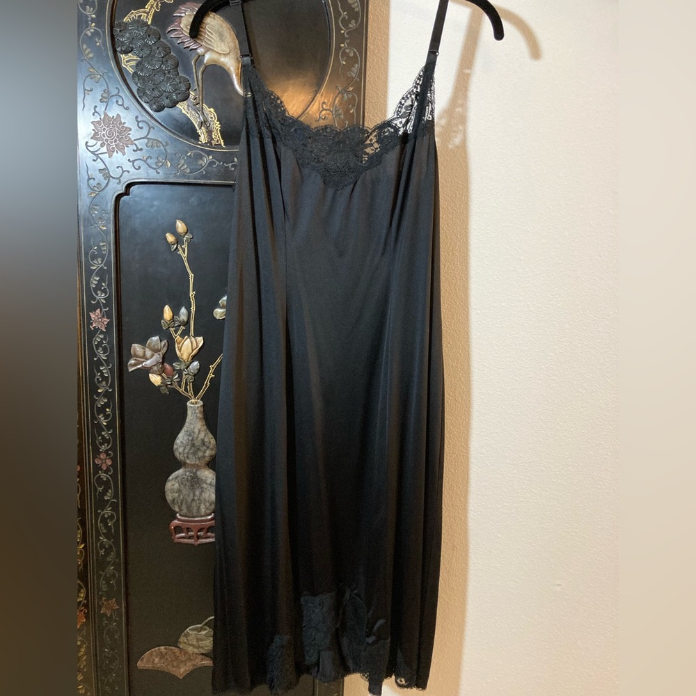 Olga Black Lace Trim Slip Dress